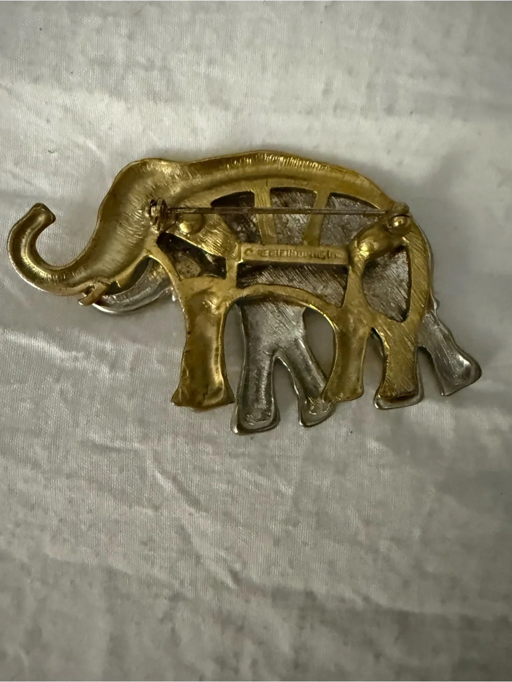 Liz Claiborne Two-Tone Gold & Silver Elephant Brooch